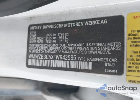 2015 Mini Countryman Cooper from USA, damaged, VIN WMWZB3C5XFWR42585